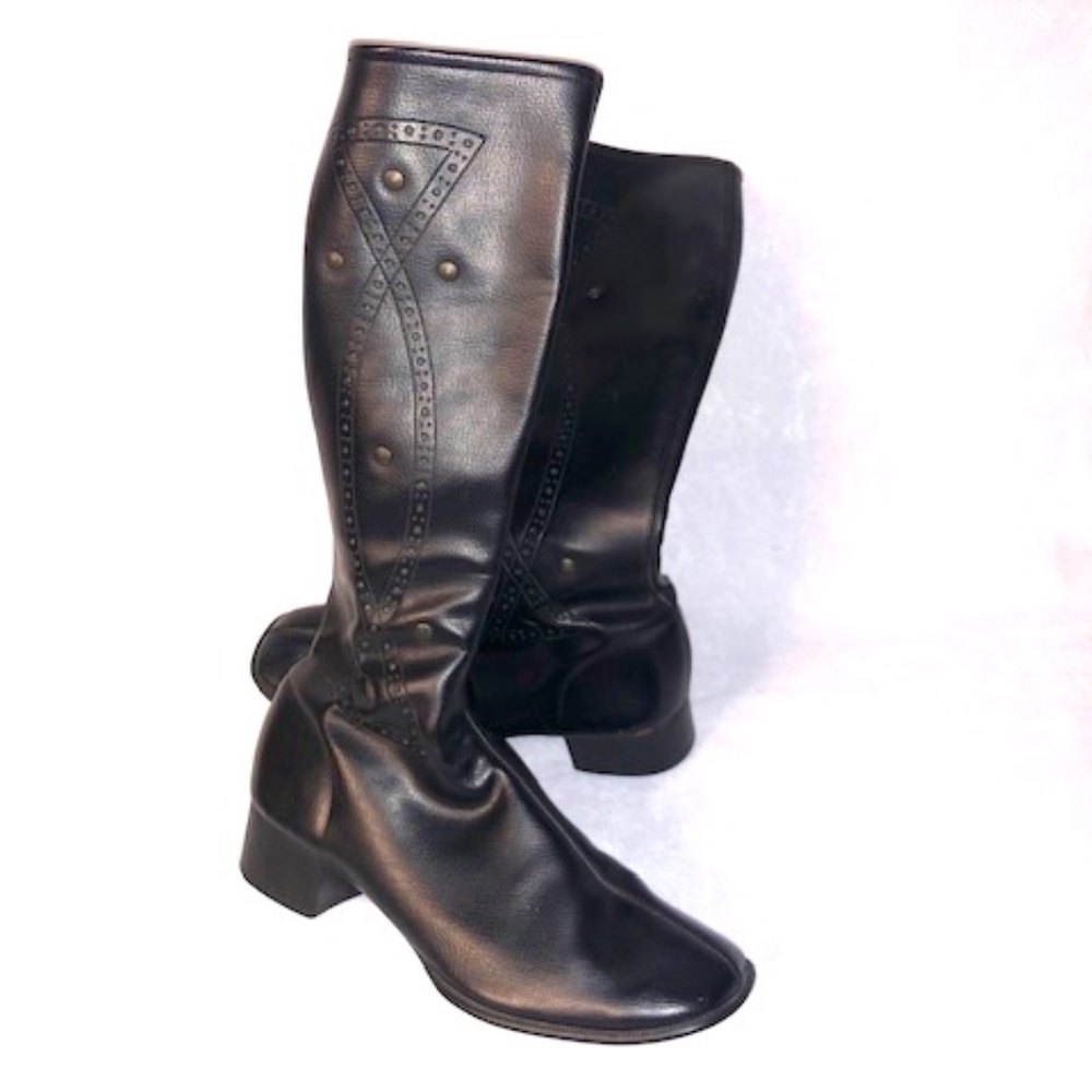 1970s VTG boho knee boots Vegan 9
